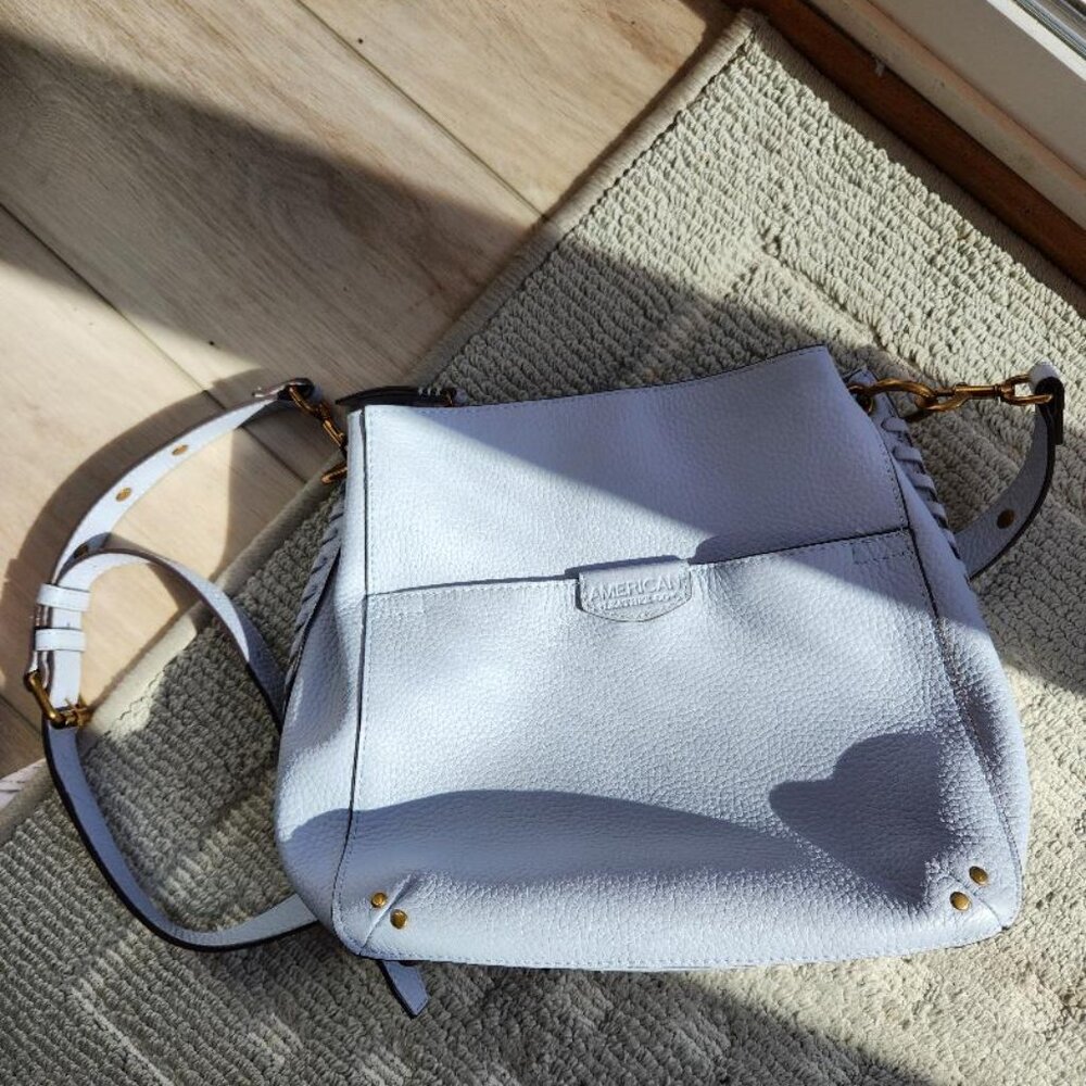 Beautiful pastel blue leather handbag
